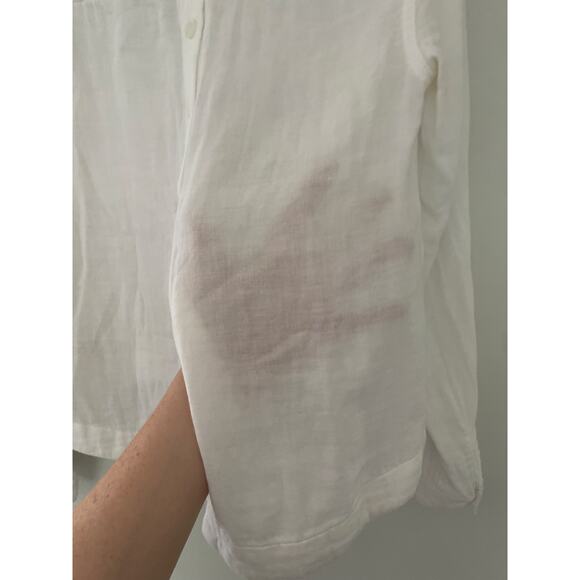 Cloth & Stone White Split Back Top XS Long Sleeve Hi Low Shirt Minimalist - Picture 9 of 9